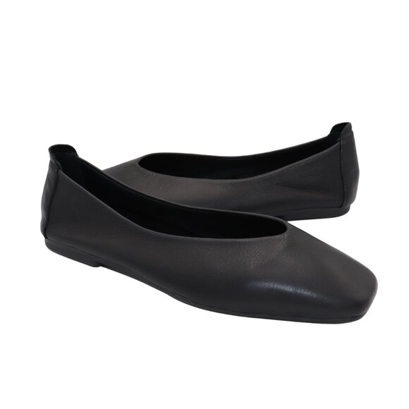 Avah Black leather Flats - Picture 1 of 7